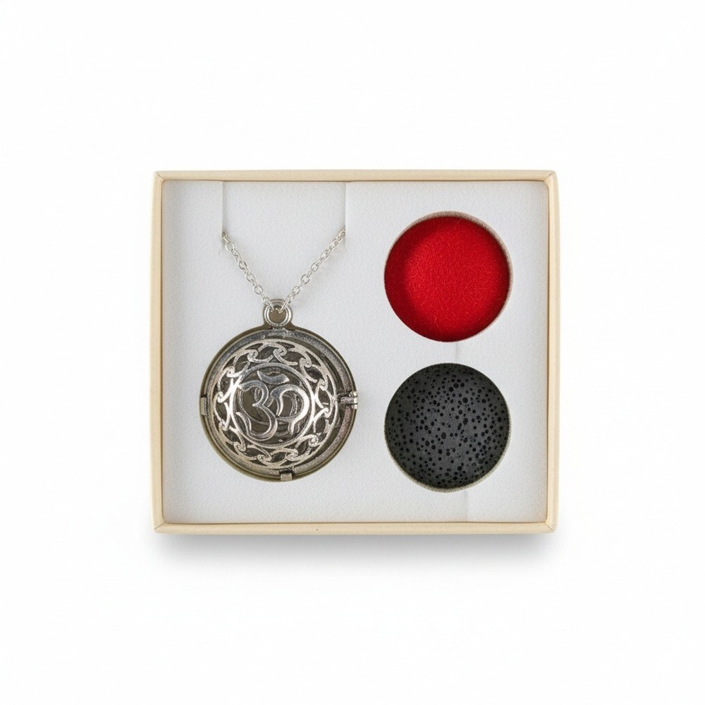 Om Harmony Chime Diffuser Necklace Aromatherapy Essential Oil Pendant‎ Jewelry